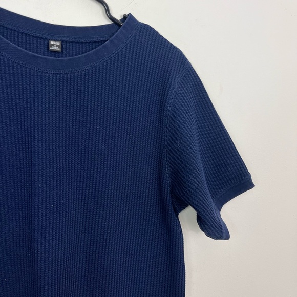 Uniqlo Dark Blue Waffle Knit Top Sz S - Picture 3 of 6